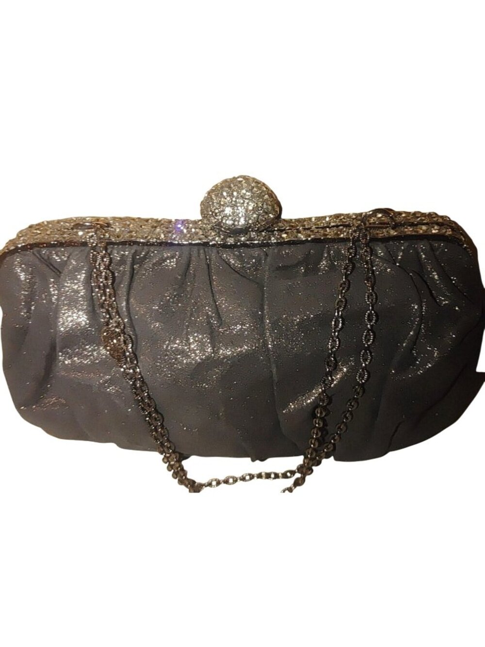 Clara Kasavina Handmade Black Satin & Rhinestone Evening Bag